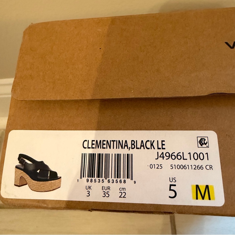 Vince Women's Clementina Heeled Sandal Black Leather Platform Slingback Raffia 5 - Picture 7 of 7